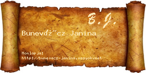 Bunevácz Janina névjegykártya